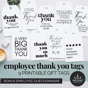 Étiquette de remerciement imprimable pour employé, cadeau de remerciement, étiquettes de sac, étiquettes de remerciement pour cadeaux, étiquette de remerciement pour employé, carte de remerciement pour le personnel