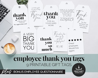 Etichetta di ringraziamento stampabile Etichette per borse regalo di ringraziamento per dipendenti Etichette di apprezzamento per regali Etichetta regalo di apprezzamento per dipendenti Biglietto di ringraziamento per il personale