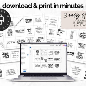 Motivational Quote Planner Cards Daily Affirmations Downloadable Inspirational Quotes Office Desk Decor Inspiring Vision Board Printables image 3