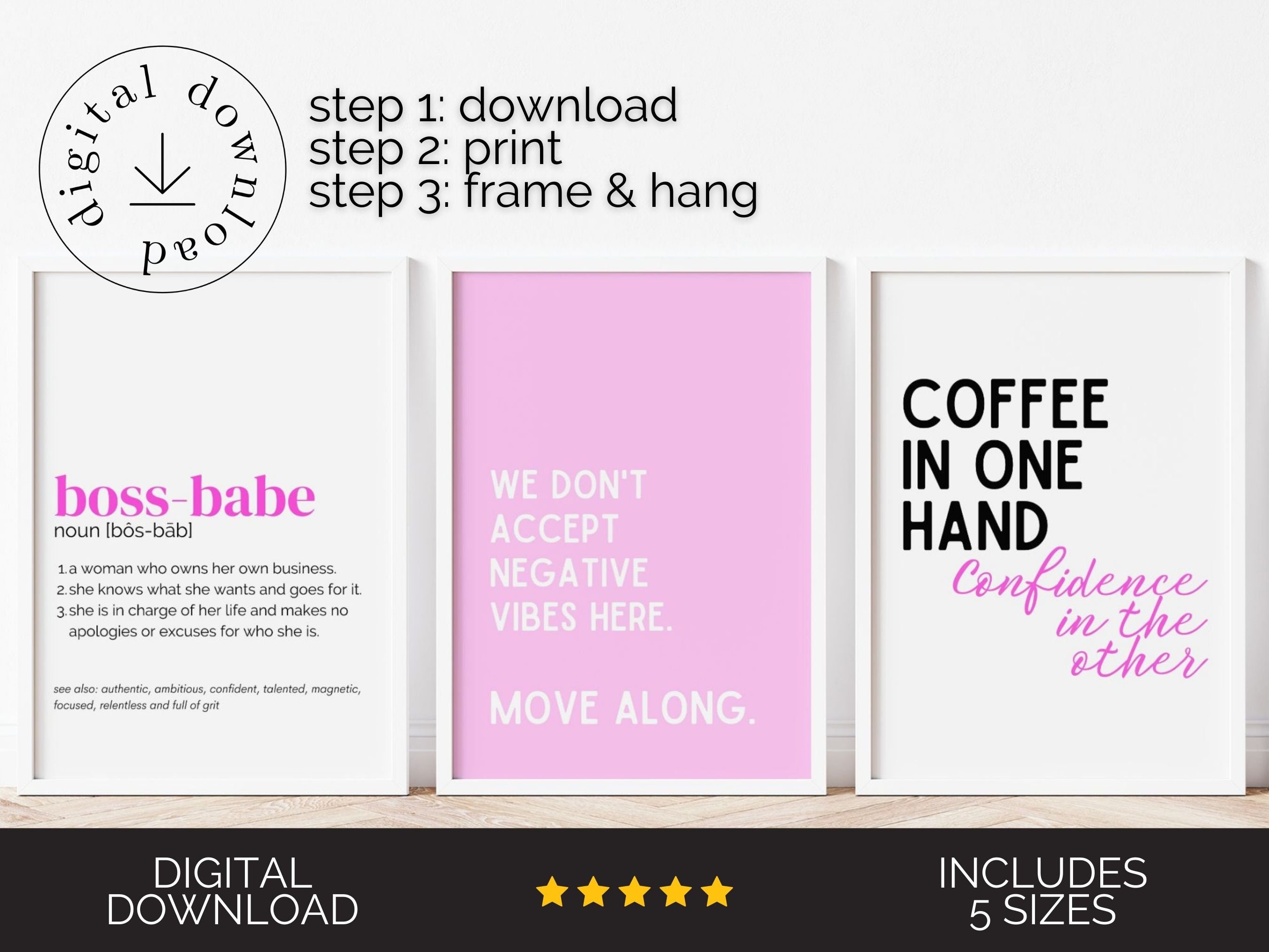 Pink Office Wall Art Office Decor for Women Inspirational Home Office ...