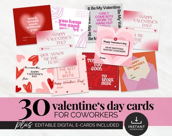 Pink Valentine Cards for Coworkers Printable Valentines Day Cards for ...