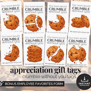 Etichette per sacchetti regalo di biscotti per dipendenti volontari Etichette regalo di apprezzamento per i dipendenti Etichette per dolcetti per colleghi Etichette per snack per feste di squadra Senza di te crolleremmo