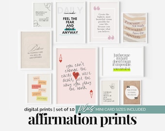 Affirming Quote Poster Bundle, Feminine Office Wall Decor, Positive Affirmations, Growth Mindset Wall Art, Home Office Motivational Prints