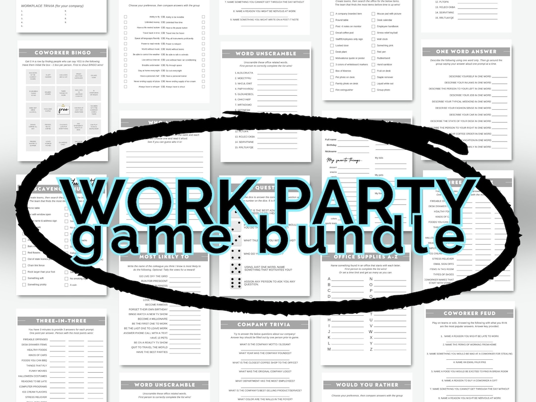 Office Team Building Games Bundle Printable Office Party Etsy