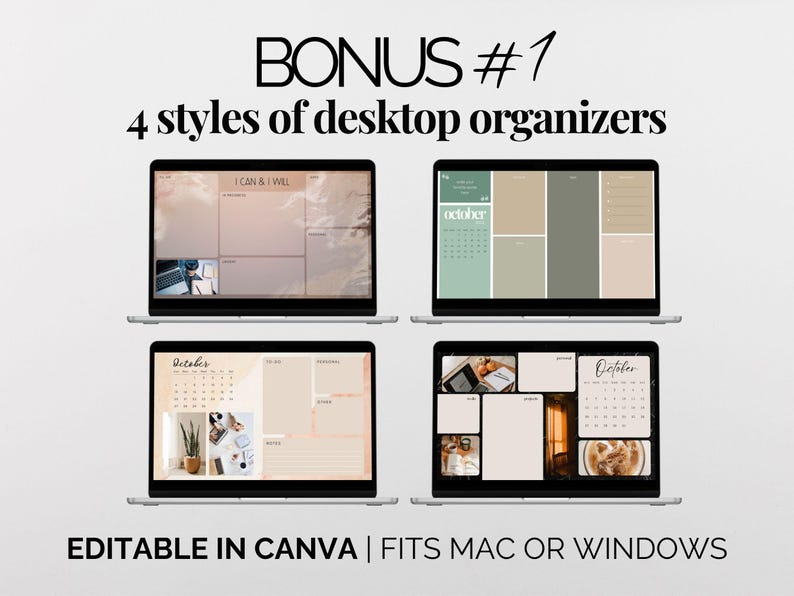 Desktop Wallpaper And Icon Pack 2026 Monthly Calendar Digital Desktop Wallpaper Editable Desktop Organizers Laptop Wallpaper for Mac Windows image 4