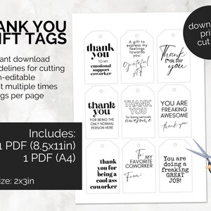 Pu&ograve; includere: Etichette regalo di ringraziamento stampabili con nove diversi design. Le etichette misurano 5,1 x 7,6 cm e presentano frasi come "Grazie per essere cos&igrave; fantastico" e "Sei fantastico".