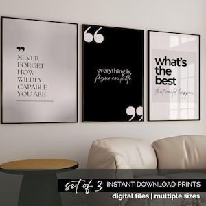Motivational Mindset Wall Art Set of 3 Inspiring Quote Printable Office ...