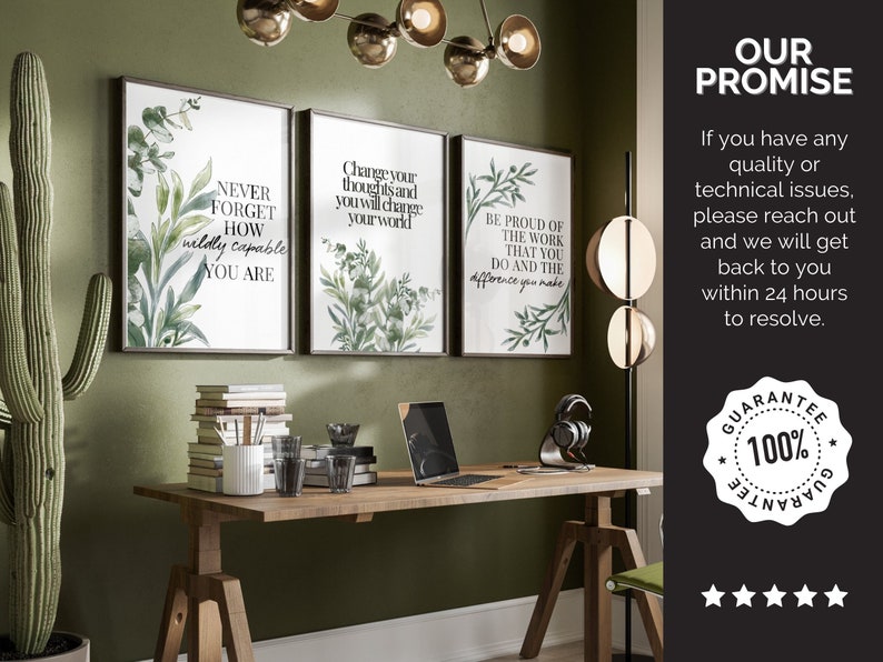 Office Wall Prints Sage Green