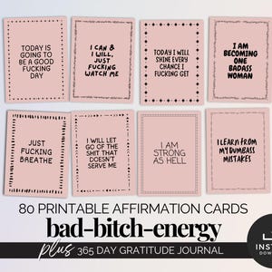 Affirmation badass Cartes imprimables pour femmes Affirmations quotidiennes Cartes d'affirmation de soi pour un journal intime avec citation inspirante Cartes Vision Board