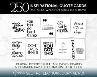 Tarjetas de afirmación imprimibles, minitarjetas con citas inspiradoras, frases de mentalidad positiva para cestas de regalo, decoración motivacional para el escritorio de la oficina.