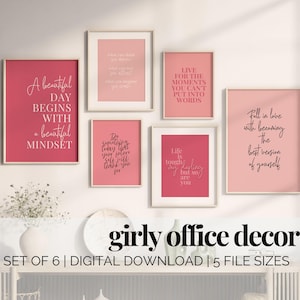 Inspirational Wall Art Women Pink Office Desk Decor Quotes About Life Gallery Wall Set Blush Pink Wall Art Pink Home Office Decor Feminine