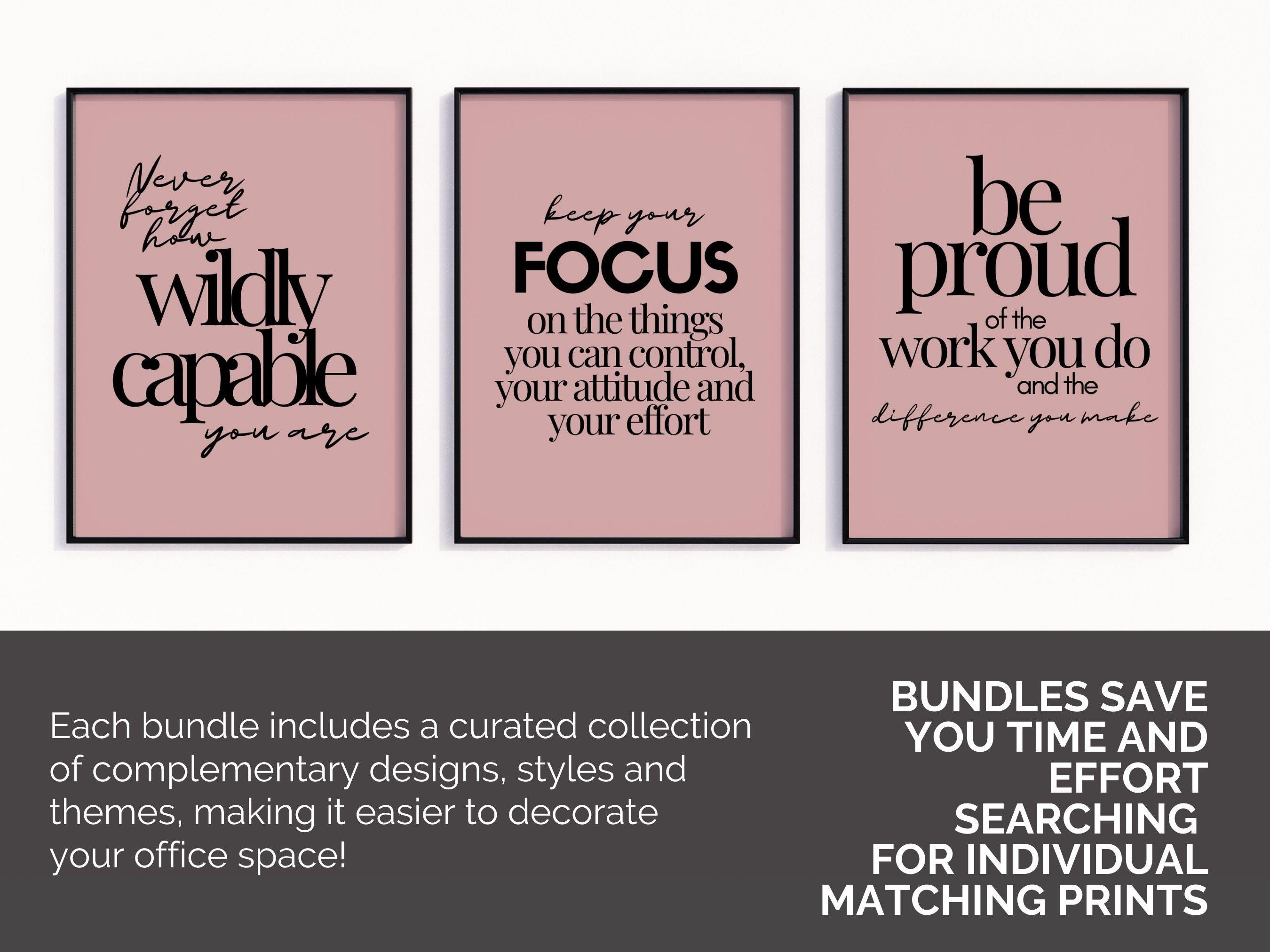 Motivational Wall Art Set of 3, Inspirational Quote Posters, Women ...