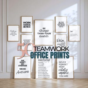 Teamwerkcitaat printbundel, teammotivatieposters, inspirerende kantoormuurdecoratie, vergaderruimteprints, motiverende borden op de werkplek