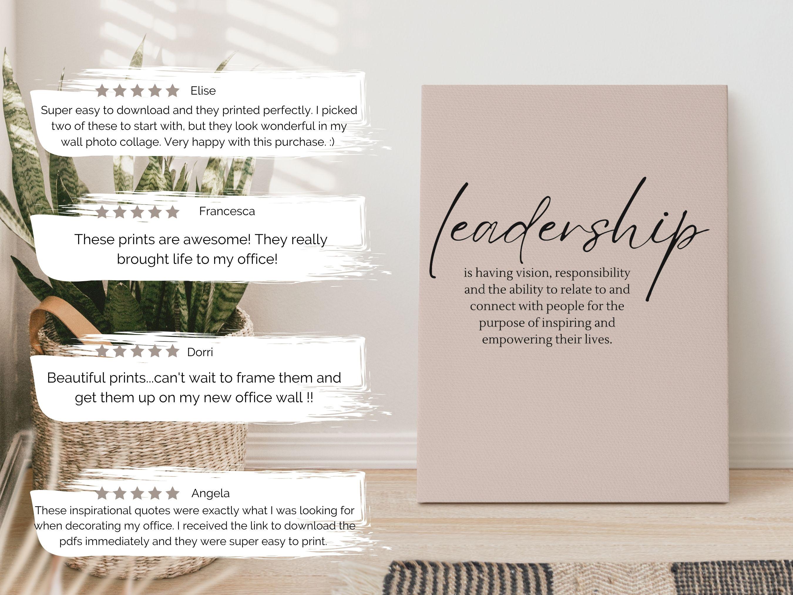 Female Office Wall Art Set Pink and Green Office Decor Team Leadership ...