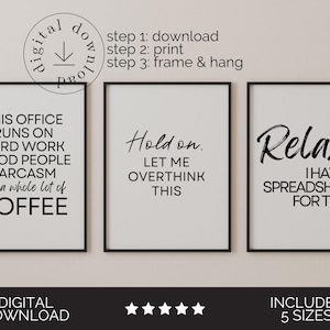 Funny Office Decor Printables, Office Humor Poster Set, Inspirational Breakroom Wall Art, Workplace Poster with Fun Team Quotes image 4