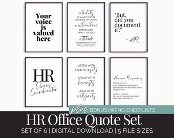 HR Office Decor for Women Office Wall Art Human Resources Funny Quote Prints for Hr Manager Poster Bundle Hr Quotes Printable Hr Office Art