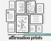 Office Affirmations Art Bundle Positive Mindset Poster Inspiring Office Decor for Women Professional Wall Art Quote Minimalist Floral Prints