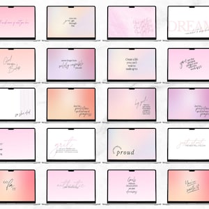 Fondo de pantalla de escritorio femenino, fondos de computadora rosas con citas inspiradoras, fondo de pantalla motivacional para mujeres - Conjunto de 20