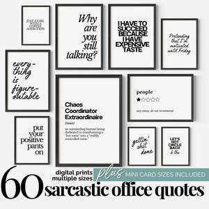 Office Wall Art Funny Office Print Bundle Sarcastic Workplace Poster Set Motivational Office Decor Sarcasm Quotes for Work Wall Decor Prints