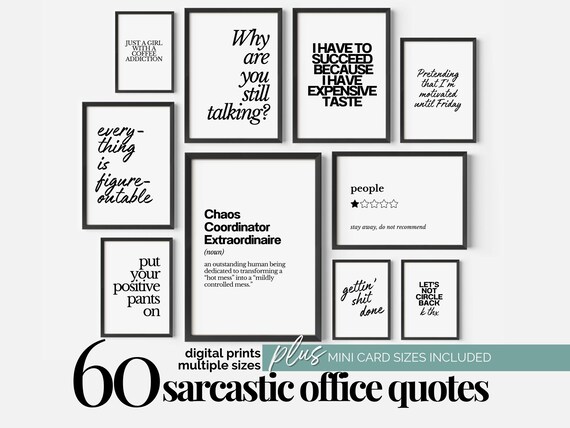 Office Wall Art Funny Office Print Bundle Sarcastic Workplace Poster Set Motivational Office Decor Sarcasm Quotes for Work Wall Decor Prints