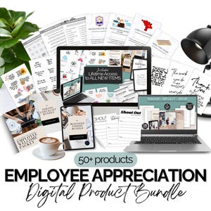 Employee Appreciation Bundle, Staff Appreciation Cards & Tags, Printable Employee Award Certificates, Office Party Games, Employee Gift Bulk