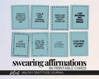 Funny Affirmation Printable Cards for Women Daily Affirmations Swearing Journal Affirmation Cards Inspirational Quote Vision Board Cards