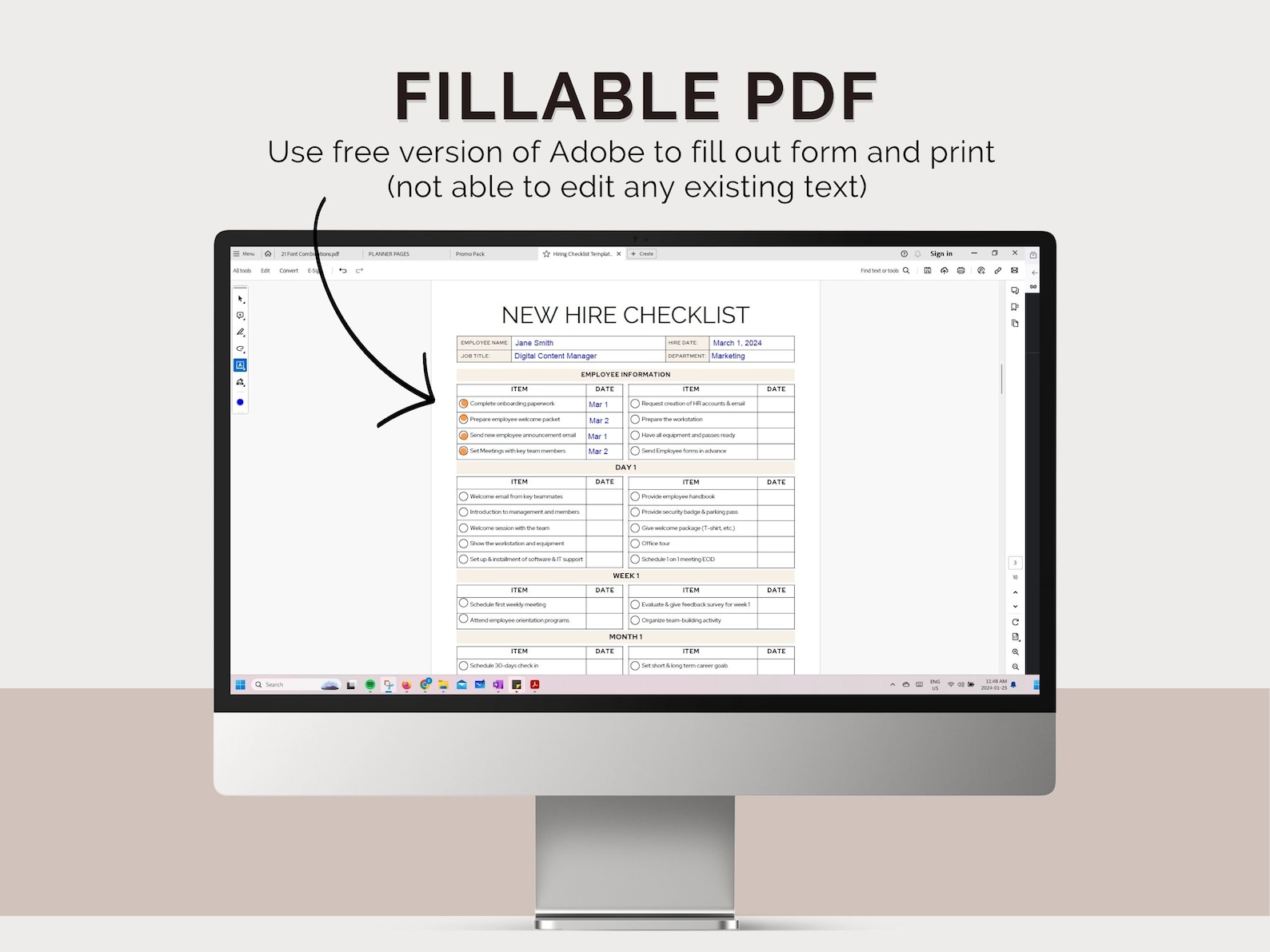 New Employee Checklist, Employee Onboarding Template, Printable HR ...
