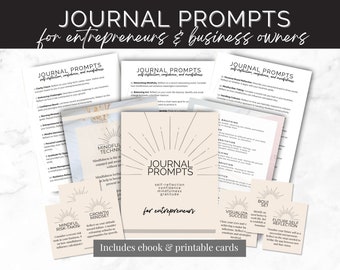 Entrepreneur Journal Prompt Karten, Mindfulness Journaling Prompt Printable, tägliche Achtsamkeitsreflexion ebook, neuer Businessplan-Anfänger