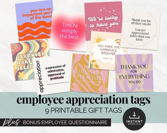 Étiquettes d'appréciation des employés, étiquette de remerciement imprimable, étiquette de la semaine d'appréciation, cadeau d'appréciation du personnel, étiquette de remerciement pour l'équipe, carte de collègue