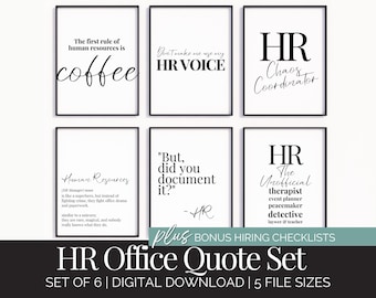 Decoración de oficina para gerente de recursos humanos para mujeres, arte de pared para oficina, cita divertida de recursos humanos, póster de humor imprimible para oficina, regalo de agradecimiento para compañeros de trabajo de recursos humanos.