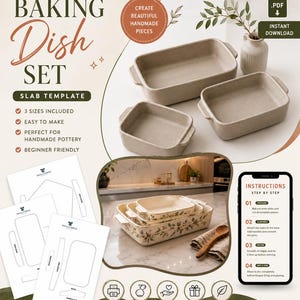Pottery template Nesting Baking Dish slab pottery pdf Ceramic Casserole Pattern DIY Handbuilding for Beginners clay