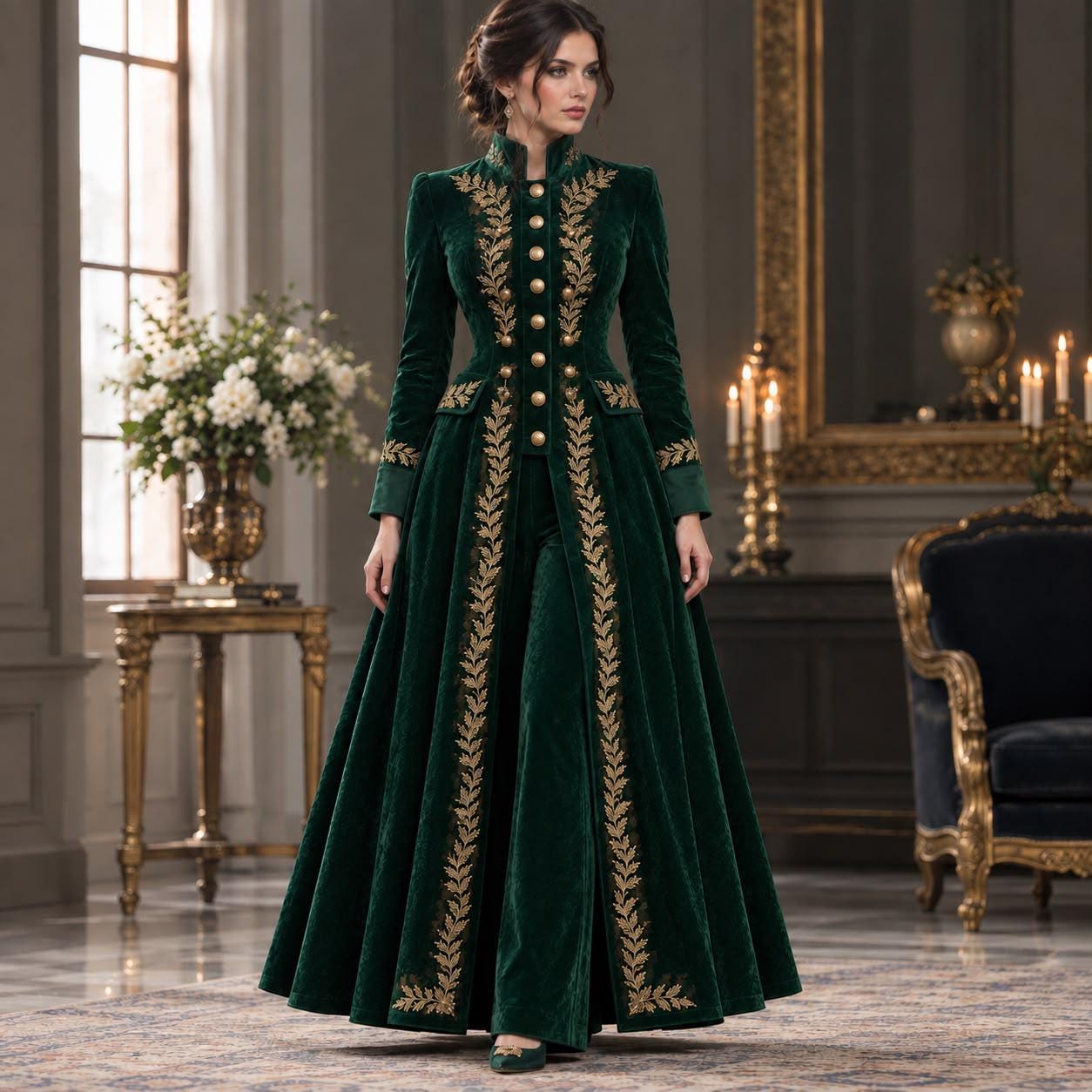 emerald green dress with gold jewelry and Women - Etsy VariantAvailable:1 UK / 2 US / EU 33