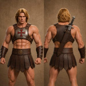 He-Man Cosplay Armor, Masters of the Universe Suit Sheep Leather Cuirass, Medieval LARP Knight Costume