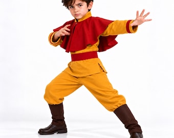 アバターのアンをイメージした大人用衣装 | アバター コスプレ セット シャツ パンツ 襟 ベルト | 子供用アニメ ハロウィン コスチューム