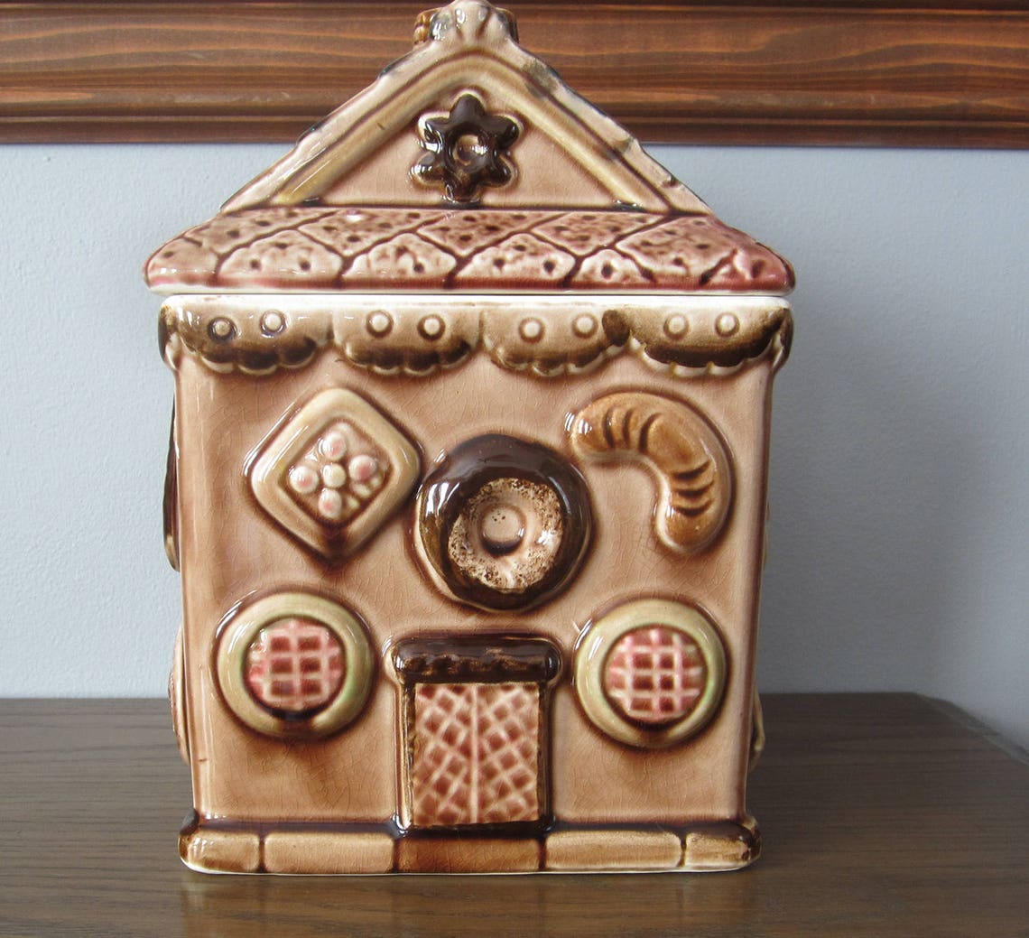 Vintage Gingerbread House Cookie Jar Etsy