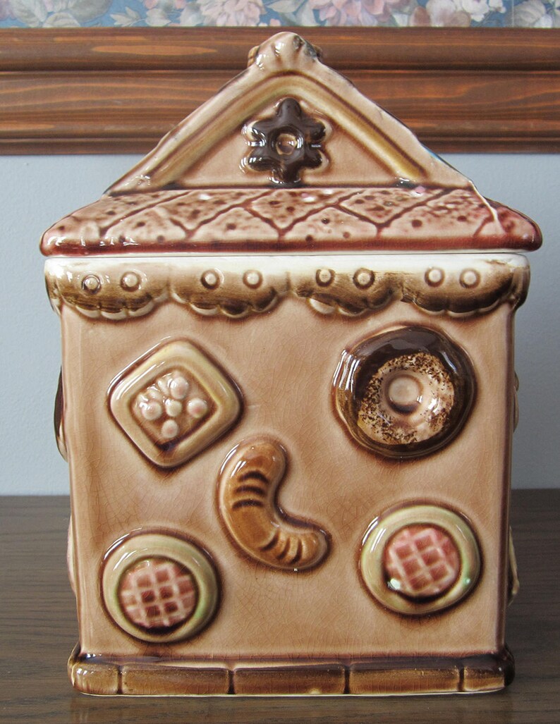 Vintage Gingerbread House Cookie Jar Etsy
