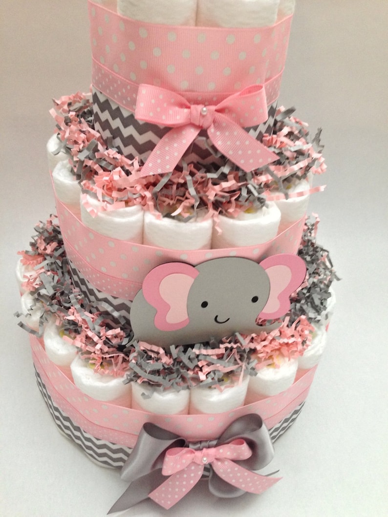 Chevron Elephant Diaper Cake Diaper Cake Diaper Cakes Etsy