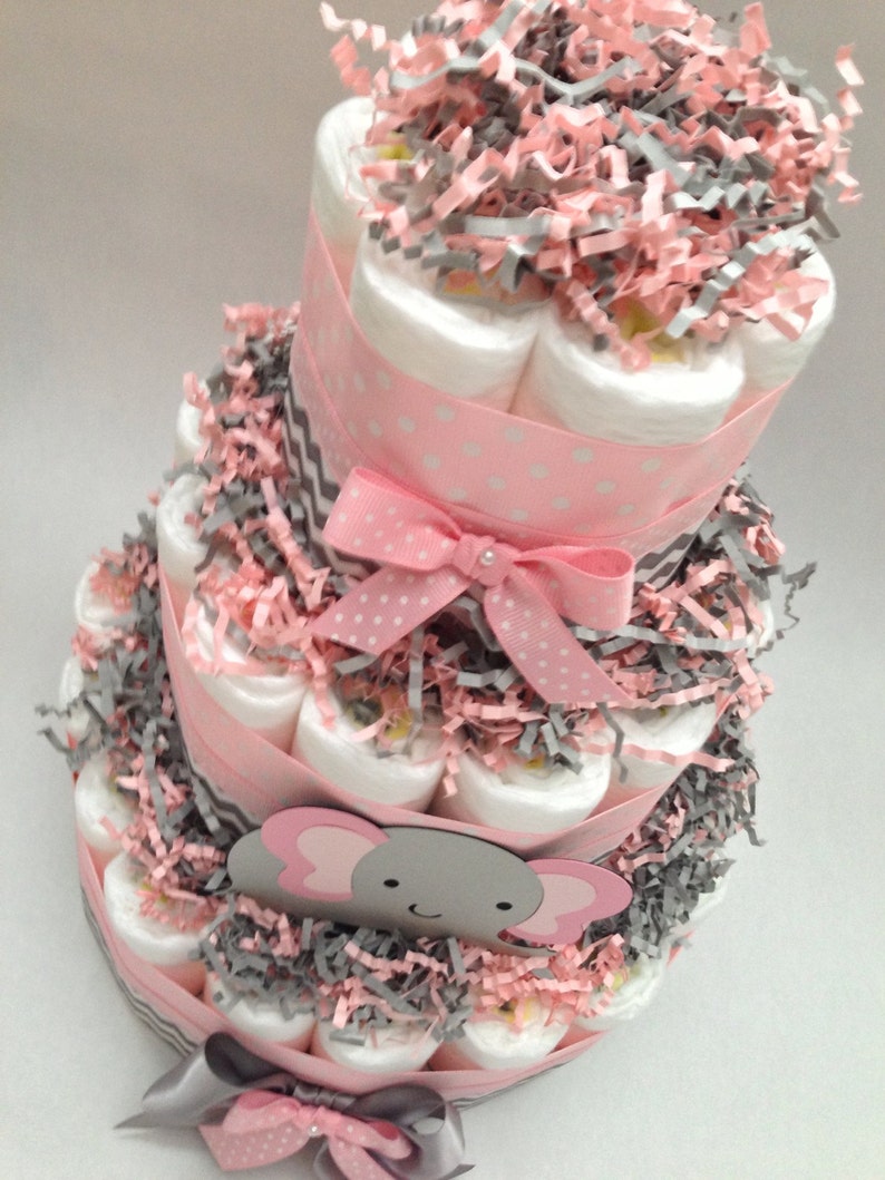 Chevron Elephant Diaper Cake Diaper Cake Diaper Cakes Etsy