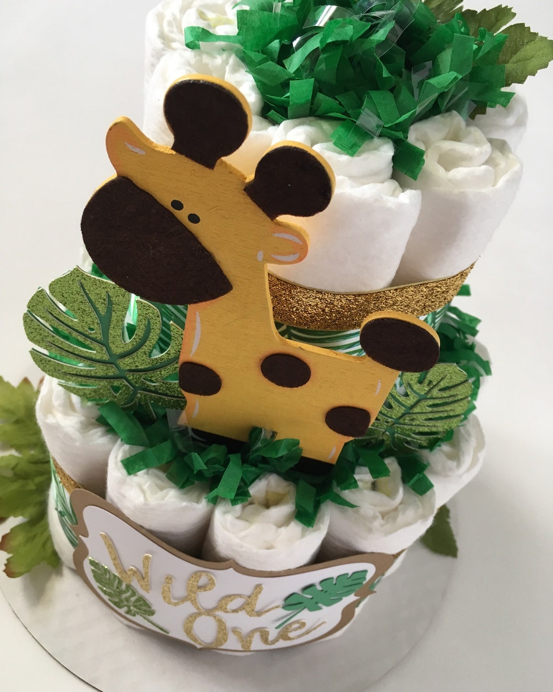 Safari Diaper Cake Safari Baby Shower Decoration Jungle Baby Etsy