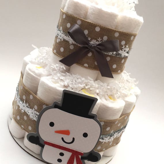 snowman diaper cake