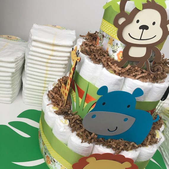 Gateau De Couches De Safari Gateau De Couches De Jungle Sexe Etsy