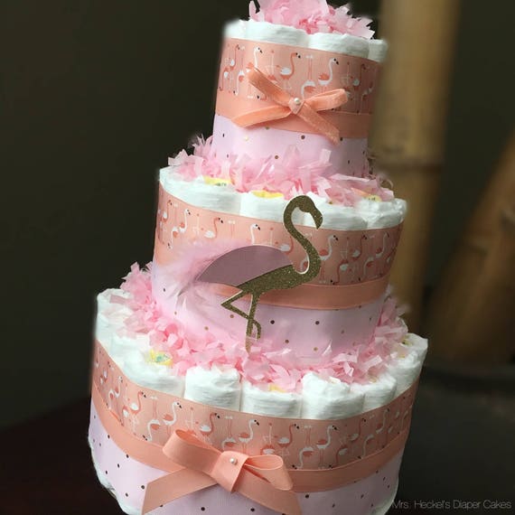 flamingo diaper cake
