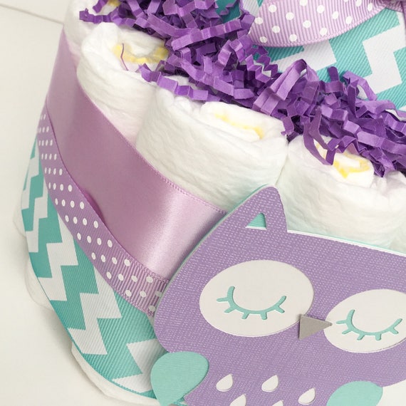 2 Vitesses De Gateau De Couches Hibou Turquoise Et Violet Etsy