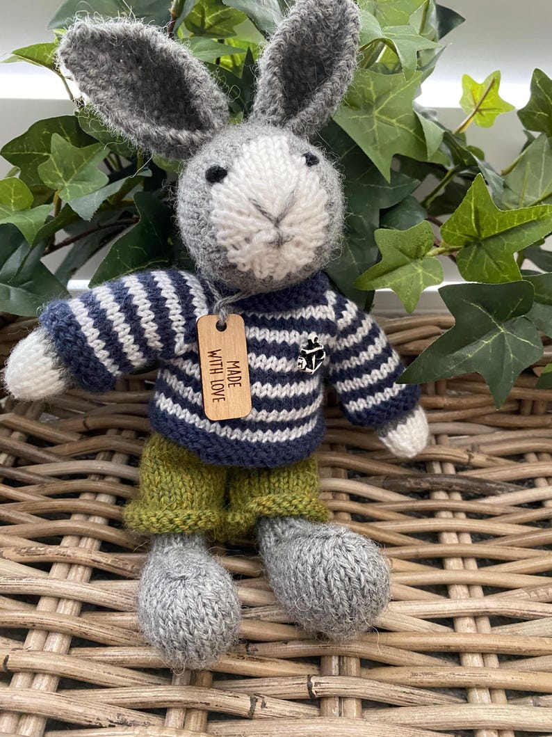 Hand Knitted Dutch Grey Bunny Rabbits 9 Inches Tall - Etsy UK