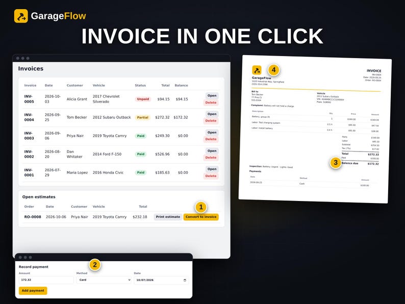 Auto Repair Shop Management Software | Garage Dashboard Spreadsheet ...