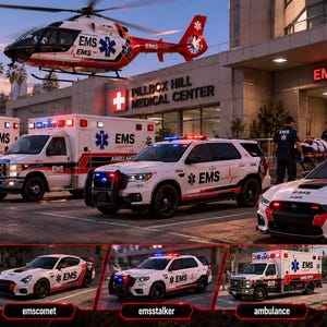 EMS Vehicle Pack FiveM ambulance cars and helicopter Esx Qbcore standalone GTA 5 RP