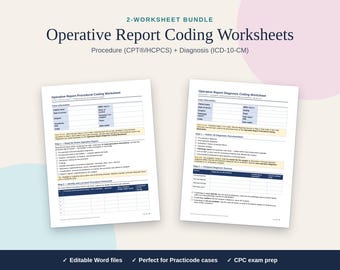 Operative Report Coding Worksheets