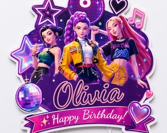 Decorazione per torta di compleanno Kpop, decorazione per torta Kpop modificabile, decorazione di compleanno Kpop personalizzata, decorazione per torta per feste a tema musicale, download digitale stampabile