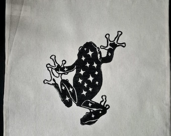 Tree Frog Linocut Tote Bag