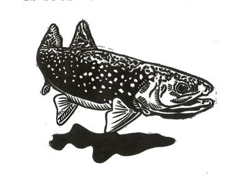 Brook Trout Linocut Print